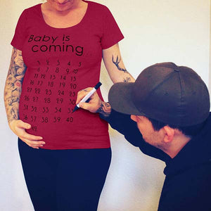 Hot baby is coming soon pregnant women T-shirt calendar shirt mother clothes female pregnancy T-shirt announced T-shirt