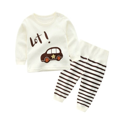 Cartoon Kids Pajamas Sets Cotton Boys Sleepwear Suit Warm Child Girl Pajamas Long Sleeve Tops+Pants 2pcs Children Clothing