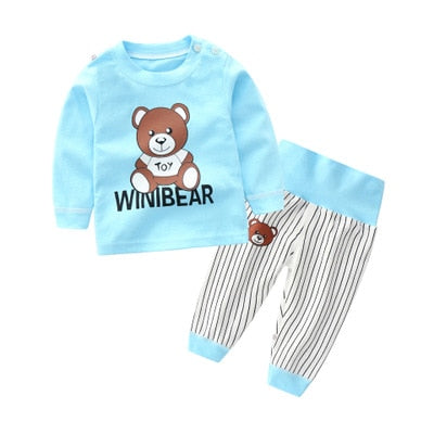 Cartoon Kids Pajamas Sets Cotton Boys Sleepwear Suit Warm Child Girl Pajamas Long Sleeve Tops+Pants 2pcs Children Clothing