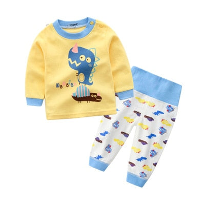 Cartoon Kids Pajamas Sets Cotton Boys Sleepwear Suit Warm Child Girl Pajamas Long Sleeve Tops+Pants 2pcs Children Clothing