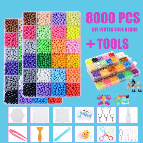 8000pcs Magic Puzzle Toys Water Mist Bead Set Boys Girls DIY Craft Animal Handmade Sticky Beads Educational Toys Kids Gifts