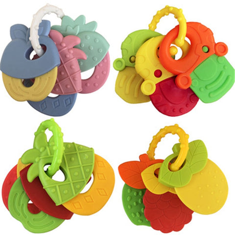 1Pcs baby molar toy Kids Teether Cute silicone Macaron Color Fruit Shape Teether baby Rattle Safety High Quality Birthday Gifts