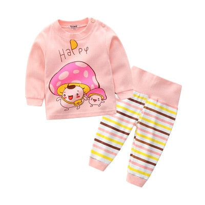 Cartoon Kids Pajamas Sets Cotton Boys Sleepwear Suit Warm Child Girl Pajamas Long Sleeve Tops+Pants 2pcs Children Clothing