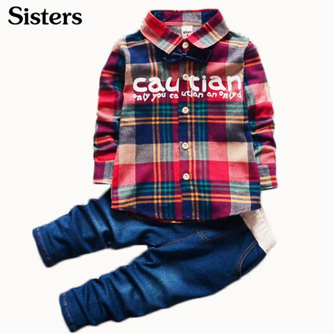 2017 Spring Kids Warm Kids Costumes Set Boy Children's Fashion Plaid Suit Boys Clothes Baby Kids Clothing Sets Boy Outfits Brand