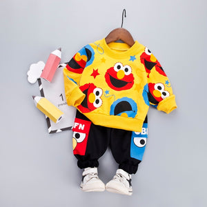 Boys Clothes Fashion Cartoon Boy Suit Set Casual Hot Sale Kids Costume Boy Clothing Set T-shit + Black Pants Children