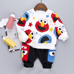 Boys Clothes Fashion Cartoon Boy Suit Set Casual Hot Sale Kids Costume Boy Clothing Set T-shit + Black Pants Children