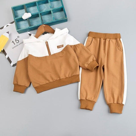 Boys' clothing Hooded Tracksuit for Baby Boy Clothes Set Patchwork Sport Suit Kid Zipper Jacket + Sweatpants Children Clothing