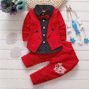 AiLe Rabbit 2019 Baby Boys Autumn Casual Clothing Set Baby Kids Button Letter Bow Clothing Sets Babe jacket + pant 2-Piece Suit