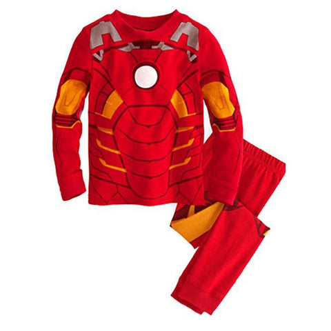 2019 Casual Homewear Pajamas Cartoon Cotton Ironman Spiderman Super Marios Bros Long Sleeve Children Set Baby Boy Kid Clothing