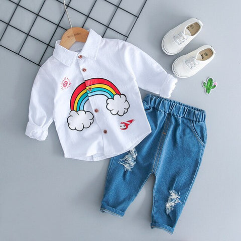 Boys' Clothing Sets Children's Suit 2019 Summer New Boys Suits Summer CottO-Neck Giraffe Children's Suit Baby Two-piece Suits