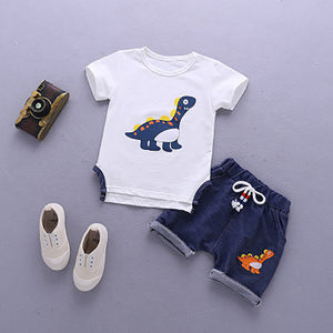 Boys' Clothing Sets Children's Suit 2019 Summer New Boys Suits Summer CottO-Neck Giraffe Children's Suit Baby Two-piece Suits