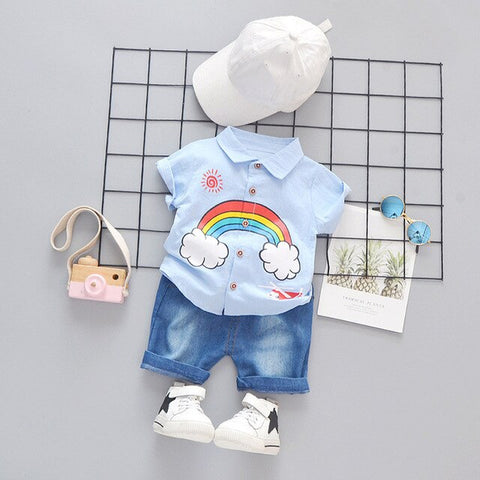 Boys' Clothing Sets Children's Suit 2019 Summer New Boys Suits Summer CottO-Neck Giraffe Children's Suit Baby Two-piece Suits