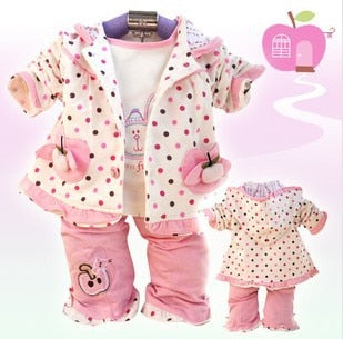 Anlencool 2019 Free shipping  Spring and Autumn 3pcs dot small apple girls' suits baby clothing girl's set clothing