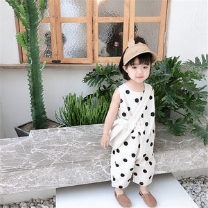 Girls' jumpsuit wave point cute summer pants new children's clothing  baby girl clothes