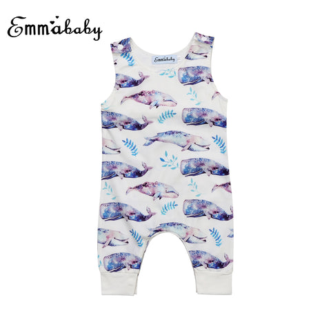 Emmababy Baby Grils Rompers 0-24M Newborn Fits Baby Girls Clothes Sleeveless Cartoon Fish Clothing Girls' Jumpsuits Sunsuits