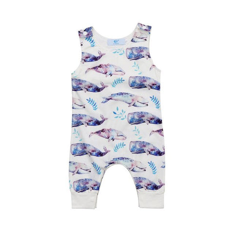 Emmababy Baby Grils Rompers 0-24M Newborn Fits Baby Girls Clothes Sleeveless Cartoon Fish Clothing Girls' Jumpsuits Sunsuits