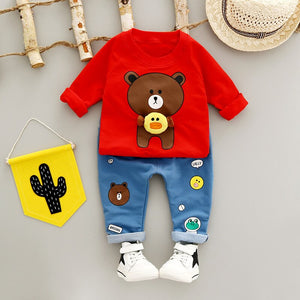 Baby Boys Clothing 2018 New Autumn Boys' Long Sleeve Suit Pure Cotton Two-piece Kids Cartoon Casual Suit Christmas Day Gift