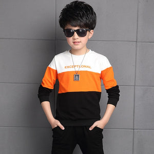 boy clothing children's suit boys' cotton dyed sport long sleeved suit T-shirt plus pants 2pcs baby boy clothes 6 to 15years old