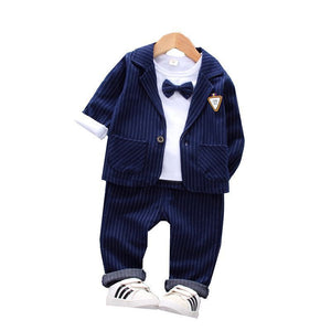 Boys' Clothes Set  2019 New Children's Striped Suit Casual Three-piece Suit Toddler Boys Clothing Set  Baby Christmas Outfit