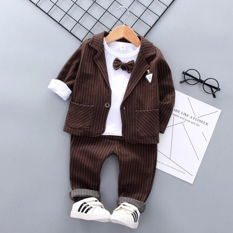 Boys' Clothes Set  2019 New Children's Striped Suit Casual Three-piece Suit Toddler Boys Clothing Set  Baby Christmas Outfit