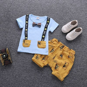 Boys' Clothing Sets Summer Round Neck T-shirt Baby Short-sleeved Suit Vest Boy Clothes Two-piece 1-4 Years Children Clothes