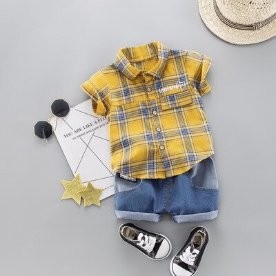 Boys' Clothing Sets Summer Round Neck T-shirt Baby Short-sleeved Suit Vest Boy Clothes Two-piece 1-4 Years Children Clothes