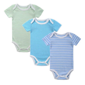 3 Pcs/Lot Baby Rompers Striped 100% Cotton Body suit Summer 0-12M Baby Boys'&Girls' Clothes Infant Newborn Baby Clothing