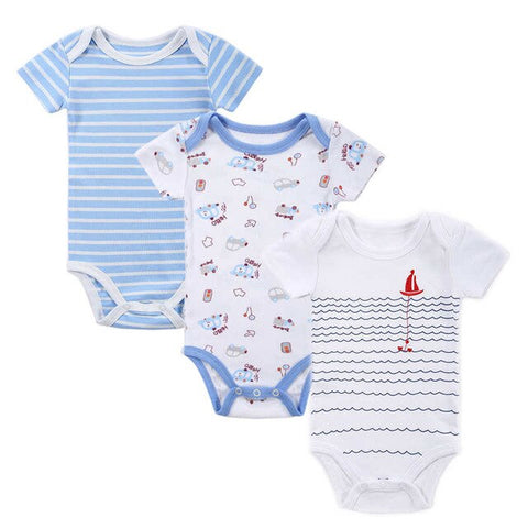 3 Pcs/Lot Baby Rompers Striped 100% Cotton Body suit Summer 0-12M Baby Boys'&Girls' Clothes Infant Newborn Baby Clothing