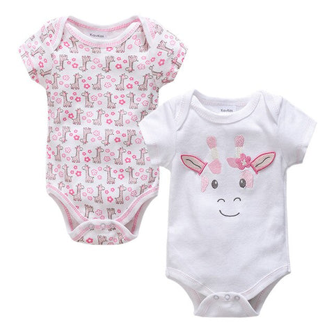 Honeyzone Baby Girl Clothing Outfit Newborn Baby Bodysuits Cartoon Panda White Pink Cotton Short Sleeve Clothes Sets