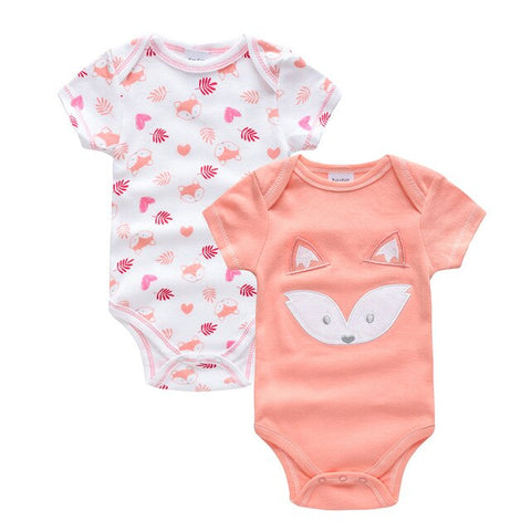 Honeyzone Baby Girl Clothing Outfit Newborn Baby Bodysuits Cartoon Panda White Pink Cotton Short Sleeve Clothes Sets