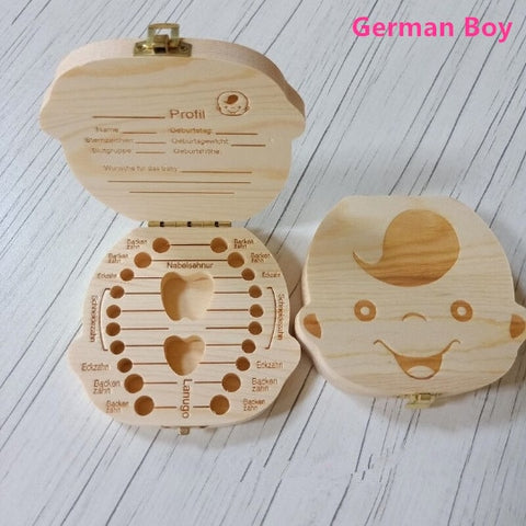 1Pc Baby Tooth Box Wooden Milk Teeth Organizer Storage Boys Girls Save Souvenir Case Gift Creative Baby Tooth Organizer for Kids