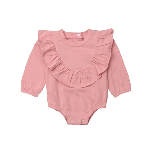 2019 Fashion Newborn Kid Baby Girl Clothes Long Sleeve Ruffle Romper Jumpsuit Outfit Solid Color Girls' Clothing Set