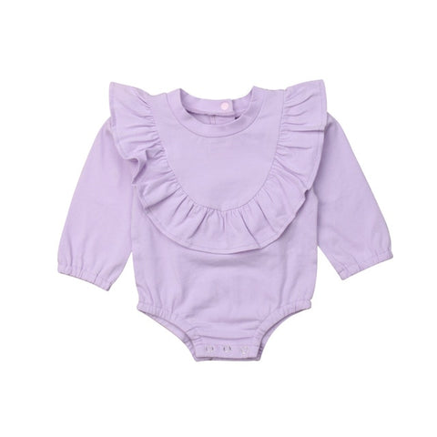 2019 Fashion Newborn Kid Baby Girl Clothes Long Sleeve Ruffle Romper Jumpsuit Outfit Solid Color Girls' Clothing Set