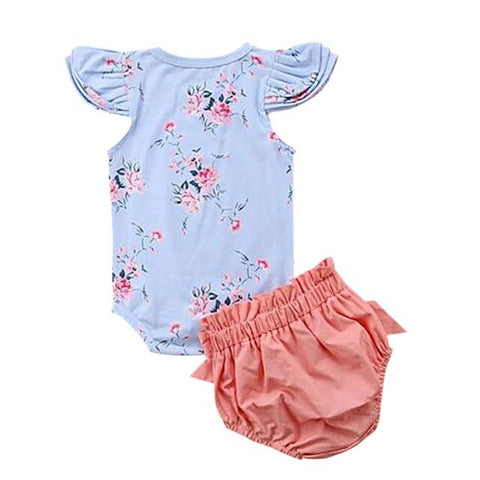 Baby Girls' Summer Suits Fashion Printed  Short-sleeved Children's Clothing Sweet Bodysuits Two-piece Suit Baby Accessories