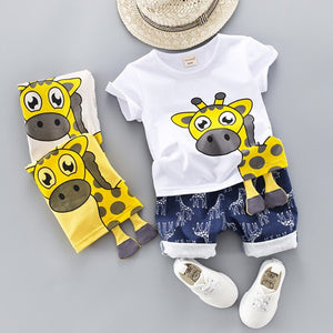 Boys' Clothing Sets Children's Suit 2019 Summer New Boys Suits Summer CottO-Neck Giraffe Children's Suit Baby Two-piece Suits