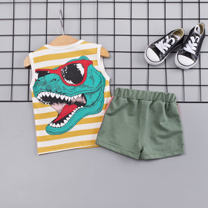 2019 Summer Boys' Clothes New Style Children Summer Clothing BOY'S Dinosaur Set Male Baby Summer Wear Vest