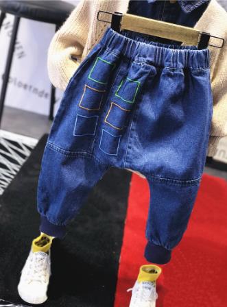 Children's jacket set children's clothing baby clothes boys' clothing solid color knit cardigan + denim shirt + jeans