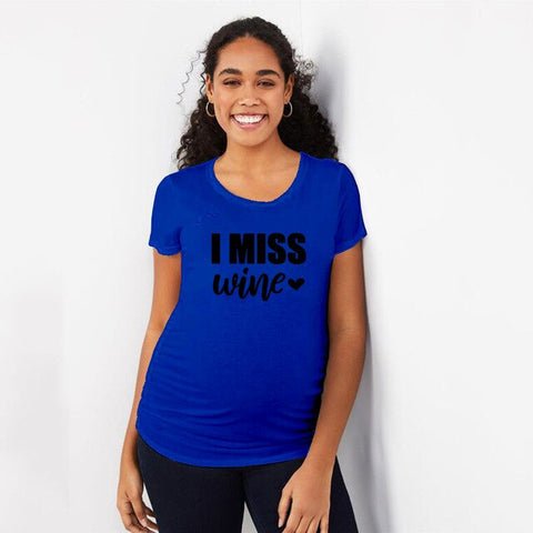 I Miss Wine Pregnancy Reveal Maternity Shirt Announcement Pregnant New Mom Tops Funny Cute Shirts New Mom Gift T Shirt Fashion