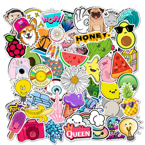 50 PCS Cartoon Simple VSCO Girls Kawaii Stickers For Chidren Toy Waterproof Sticker to DIY Laptop Bicycle Helmet Car Decals