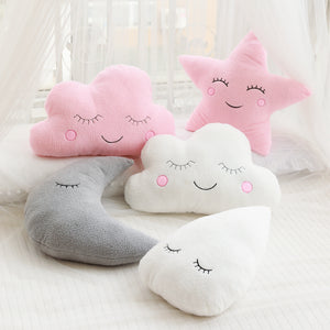 1pc Plush Sky Pillows Sleeping Smile Cloud Star Water Drop Moon Cushion Room Cot Decor Nature Pillow White Pink Grey