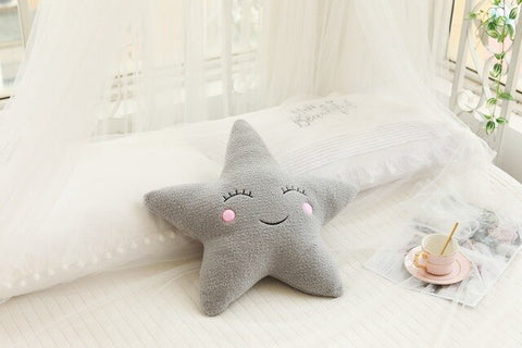 1pc Plush Sky Pillows Sleeping Smile Cloud Star Water Drop Moon Cushion Room Cot Decor Nature Pillow White Pink Grey