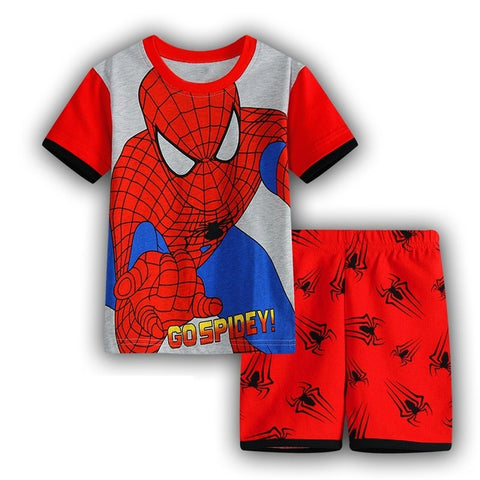 2020 New Hot Kids Pajamas Summer Baby Boys Gilrs Clothing spider-man Costume Short Sleeve Pijamas children Sleepwear Pajamas Set