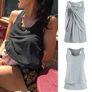 Summer 2019 Breastfeeding Clothes Sleeveless Pregnant Clothes Women Double Layer Pregnancy Nursing Tops Maternity Clothes A1