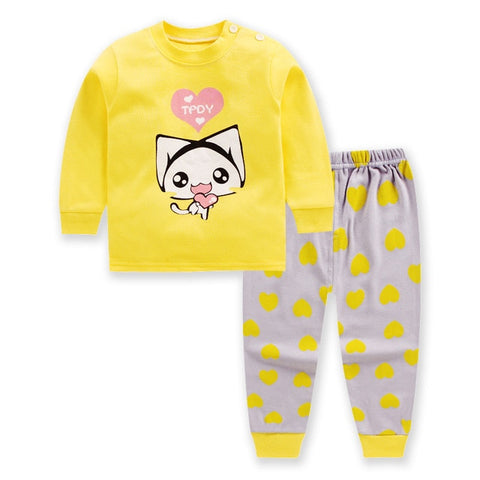 2020 New Children Spring Autumn Clothing Girls Coat + Long Pants Suit Kids Cotton Underwear Set Baby Boys Cartoon Clothes