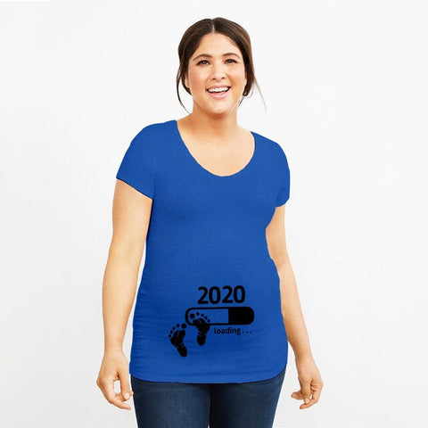 2020 Loading Pregnancy Tops Tee New Mummy Pregnancy Announcement Shirt White O-neck Soft Tee Shirts Present for New Mom