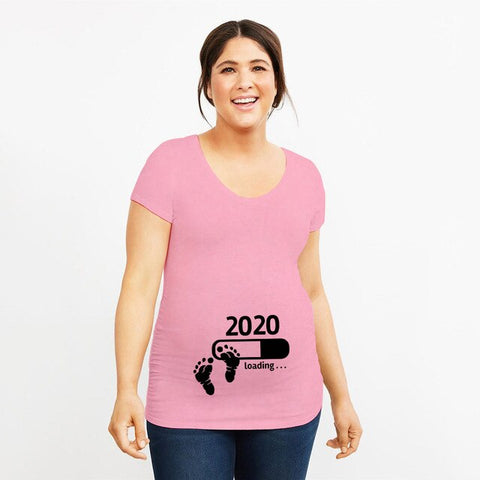 2020 Loading Pregnancy Tops Tee New Mummy Pregnancy Announcement Shirt White O-neck Soft Tee Shirts Present for New Mom