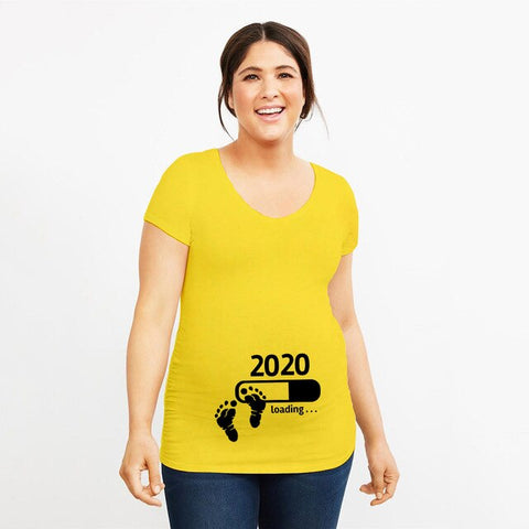 2020 Loading Pregnancy Tops Tee New Mummy Pregnancy Announcement Shirt White O-neck Soft Tee Shirts Present for New Mom