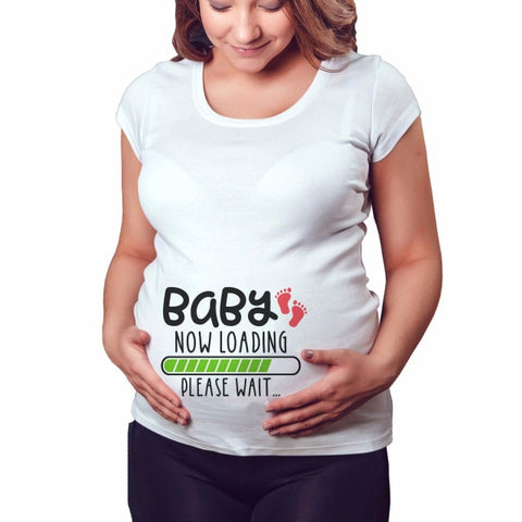 2020 Brand New Women Pregnancy Clothes Baby Now Loading Pls Wait Maternity T Shirt Summer Short Sleeve Pregnant T-shirts