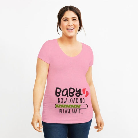 2020 Brand New Women Pregnancy Clothes Baby Now Loading Pls Wait Maternity T Shirt Summer Short Sleeve Pregnant T-shirts