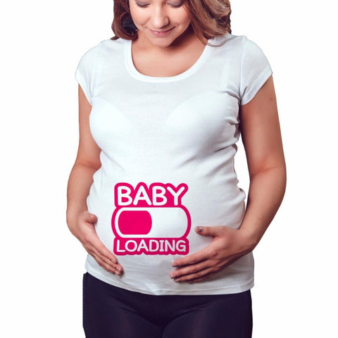 2020 Brand New Women Pregnancy Clothes Baby Now Loading Pls Wait Maternity T Shirt Summer Short Sleeve Pregnant T-shirts